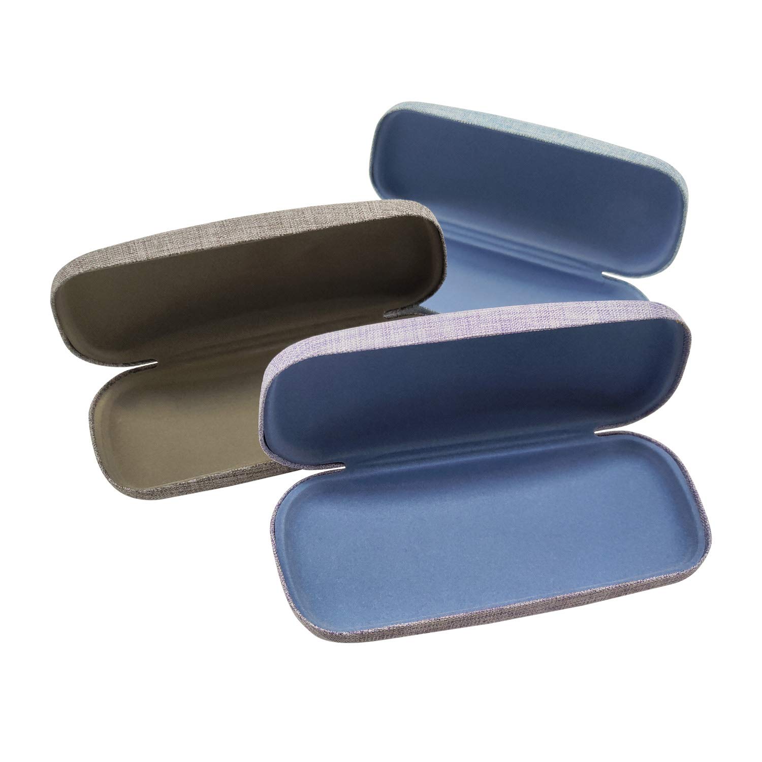 HSYMQ 3Pack Hard Shell Eyeglasses Case Protector Linen Fabrics Large Glasses Case Concise