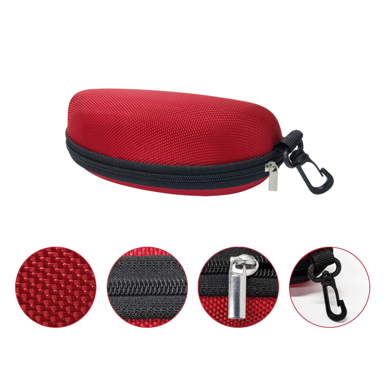 3 Pack Sunglasses Case, Eyeglasses Case for Men and Women, Portable Zipper Protect Case with Clip, Fit for Safety Glasses Safety Goggles 3D Glasses and Reading Glasses