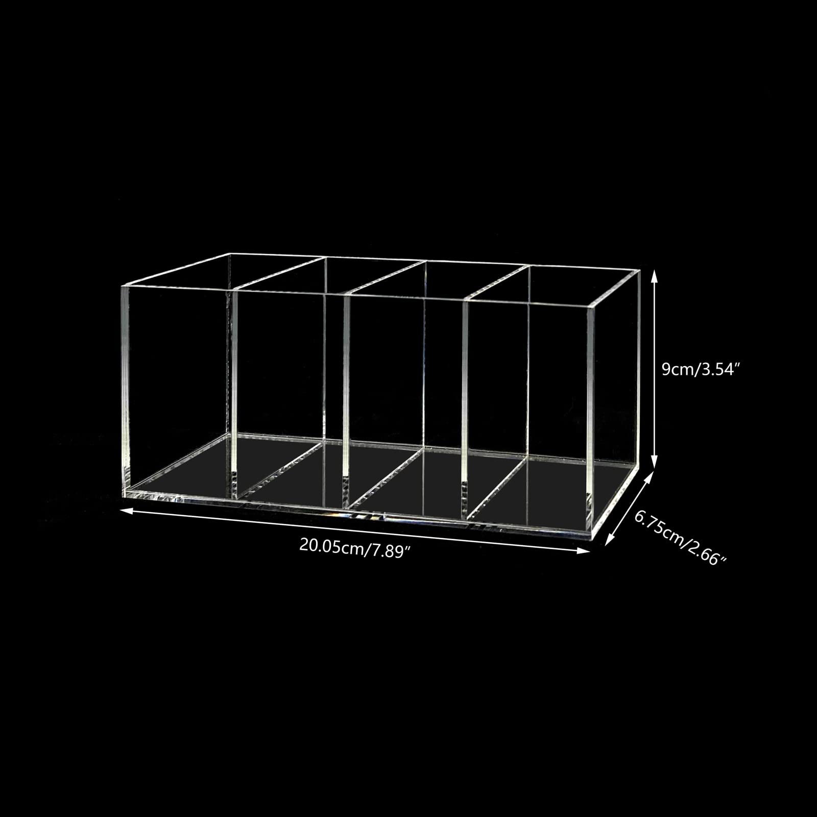 Acrylic Pen Holder 4 Compartments Clear Pencil Holder Organizer Makeup Brush Holder