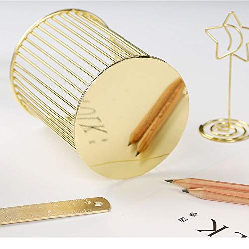 Gold Metal Pen Holder for Desk, Makeup Brushes Cup, Pencil Holders, Office&Home Organizer