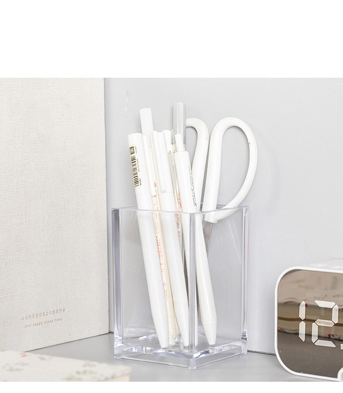 2 Pack Clear Acrylic Pencil Pen Holder Cup, Makeup Brush Holder Acrylic Desk Accessories