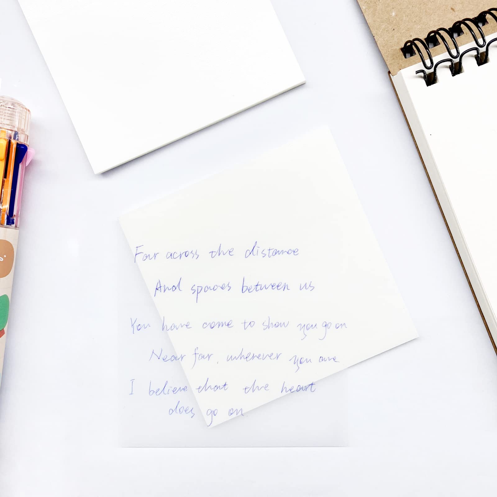 Transparent Sticky Notes, Clear Sticky Notes, 3’’ x 3’’ Translucent Sticky Notes, Waterproof See Through, 300 Sheets