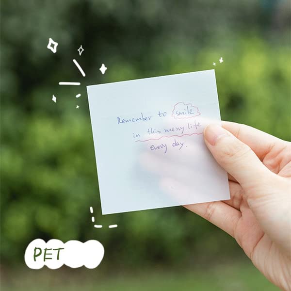 Transparent Sticky Notes, Clear Sticky Notes, 3’’ x 3’’ Translucent Sticky Notes, Waterproof See Through, 300 Sheets