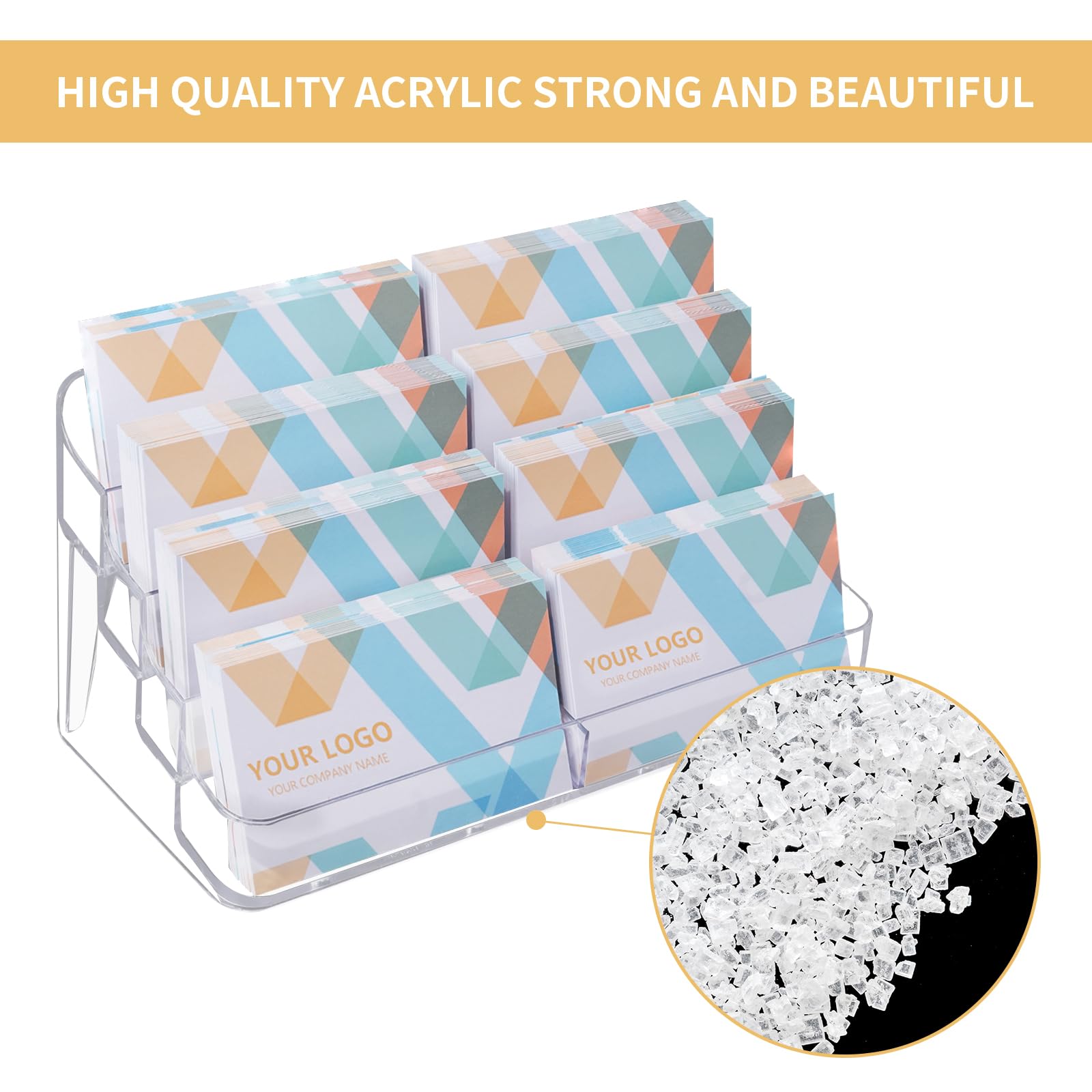2 Pack Plastic Business Card Holder for Desk, Clear Acrylic Business Card Organizer, 8 Pockets 4 Layers Business Card Display Stand for Office