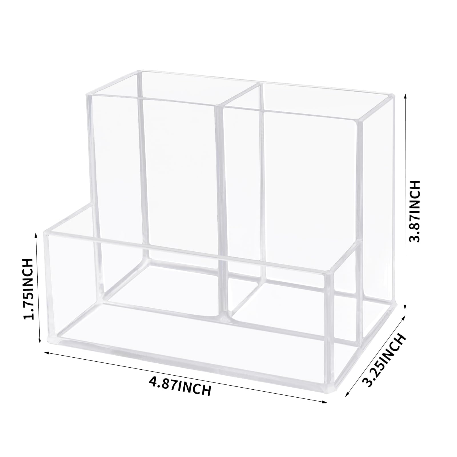 Desktop Clear Pen Holder with 3 Compartments, Acrylic Pencil Holders, Desk Organizers and Accessories