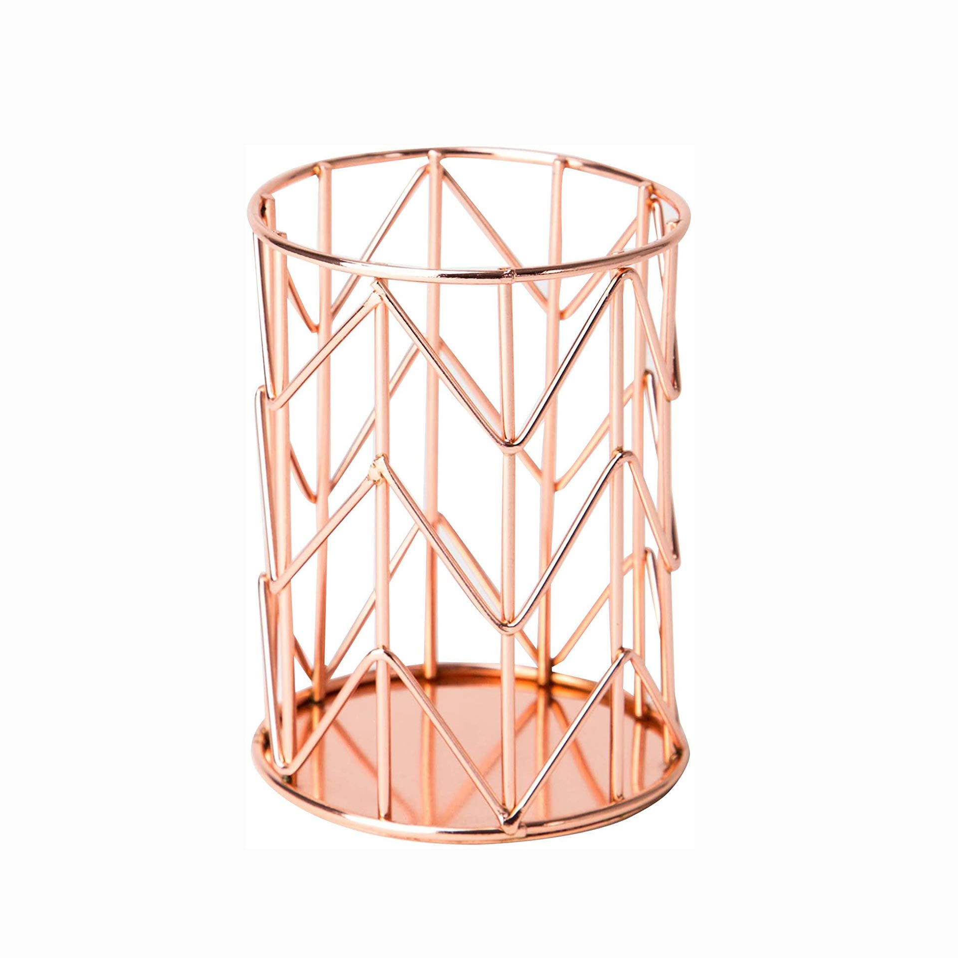 Pen Holder for Desk, Make Up Brush Holder Rose Gold Metal Wire Pencil Cup Holders