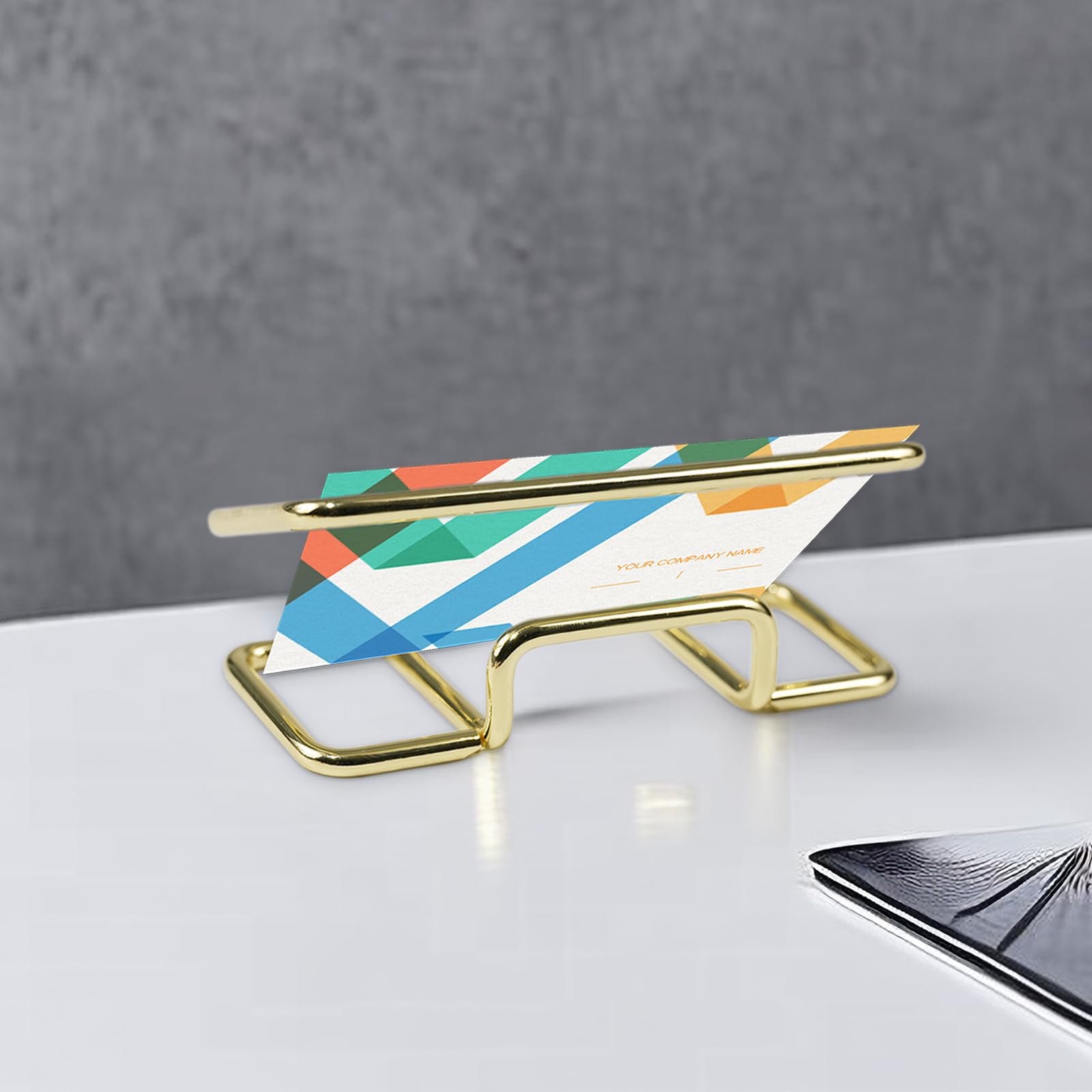 Desktop Business Card Holder, Metal Business Card Holder Display, Business Card Stands for Desk, 1 Pack, Gold