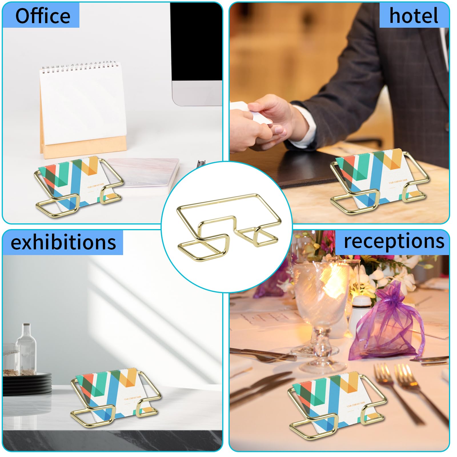 Desktop Business Card Holder, Metal Business Card Holder Display, Business Card Stands for Desk, 1 Pack, Gold