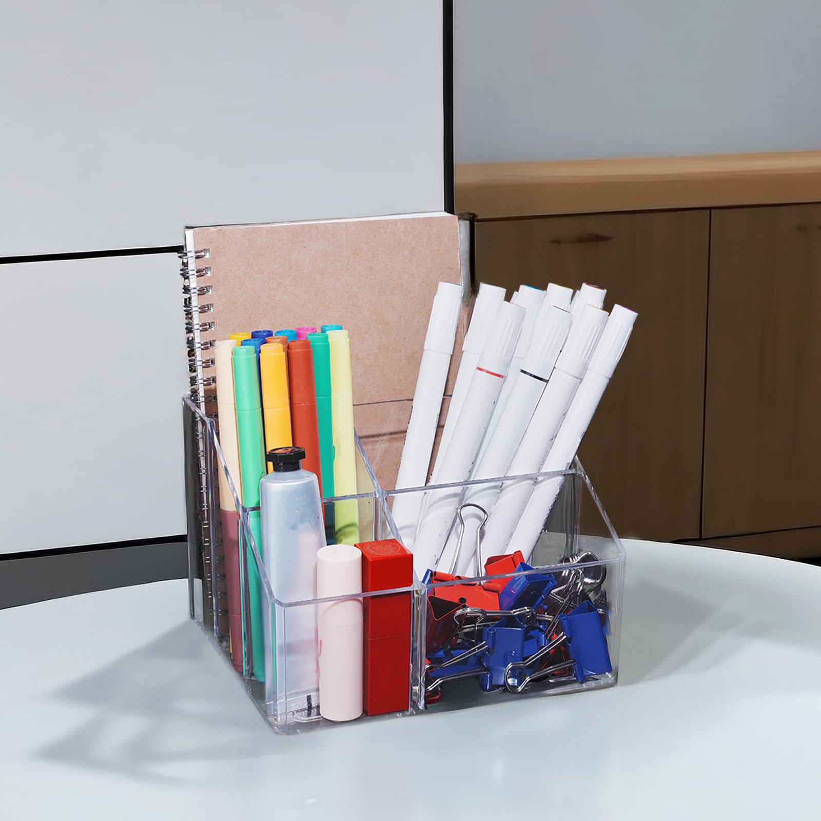 Acrylic Desk Organizers, Clear Pen Holder and Pencil Holder Display Stand for Office, School and Home