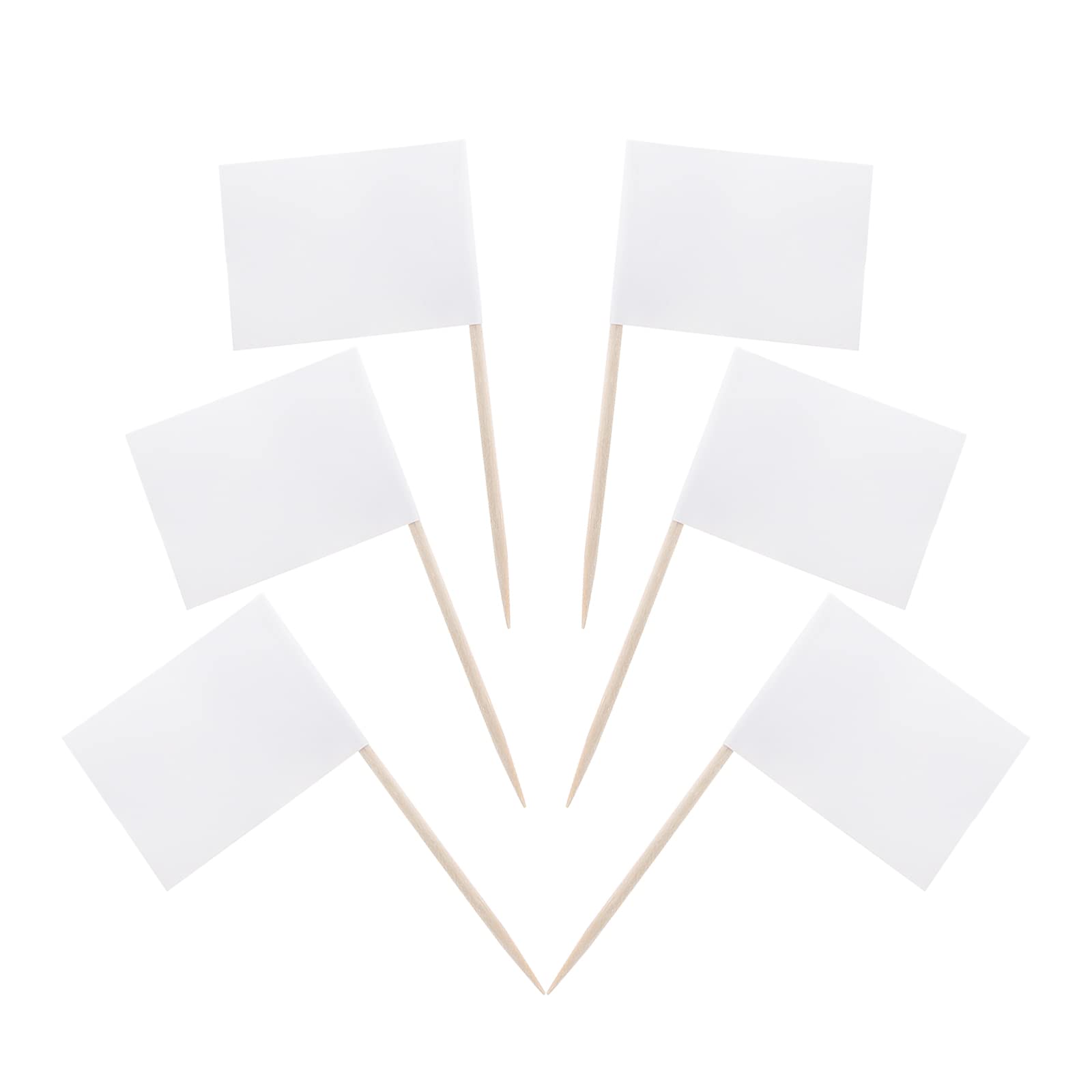 100 Pieces Blank Toothpick Flags Cheese Markers Food Labels for Party Buffet Cheese Labels for Charcuterie Board Cocktail Picks for Appetizers (White)