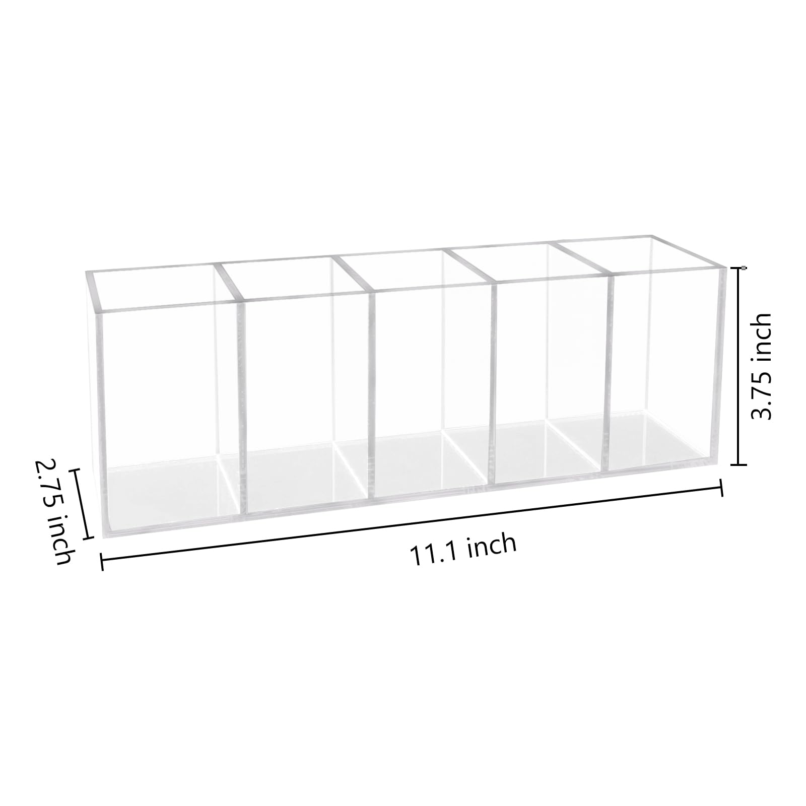 Acrylic Clear Pen Holder 5 Compartments Pencil Holder Desk Organizer Desktop Makeup Brush Holder