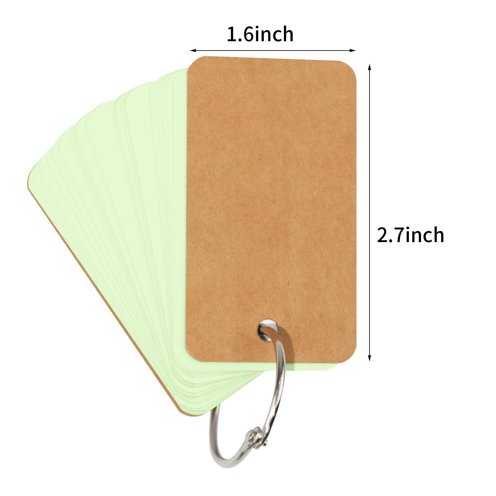 6 Pack Colored Flash Cards with 300 Sheets Study Cards, 2.7 * 1.6 Blank Notecards with Binder Ring, for DIY Greeting Cards, Kindness cards, and Study Cards