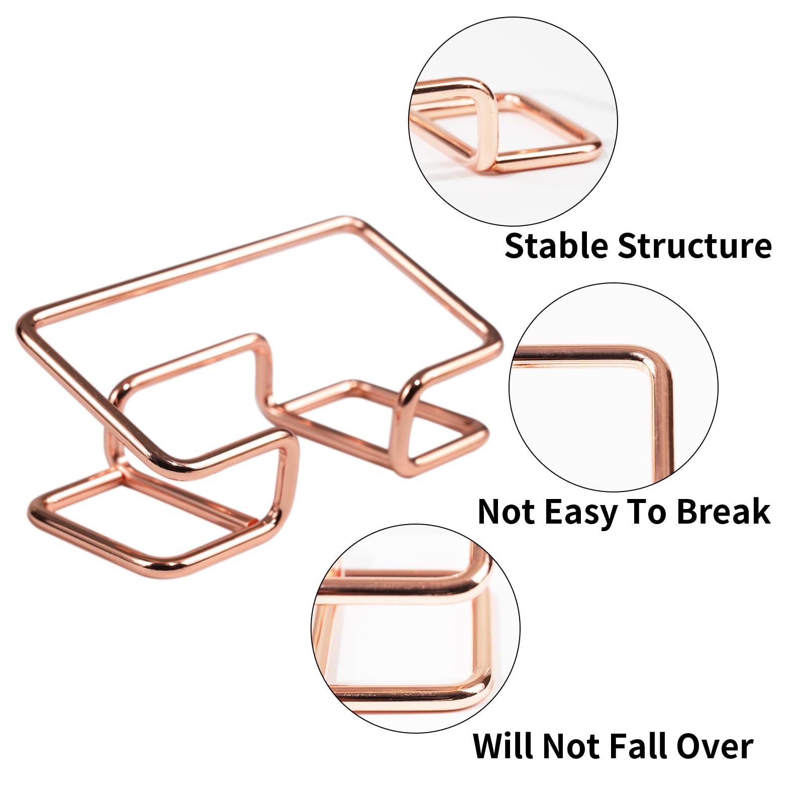 Desktop Business Card Holder, Metal Business Card Holder Display, Business Card Stands for Desk, 1 Pack, Rose Gold