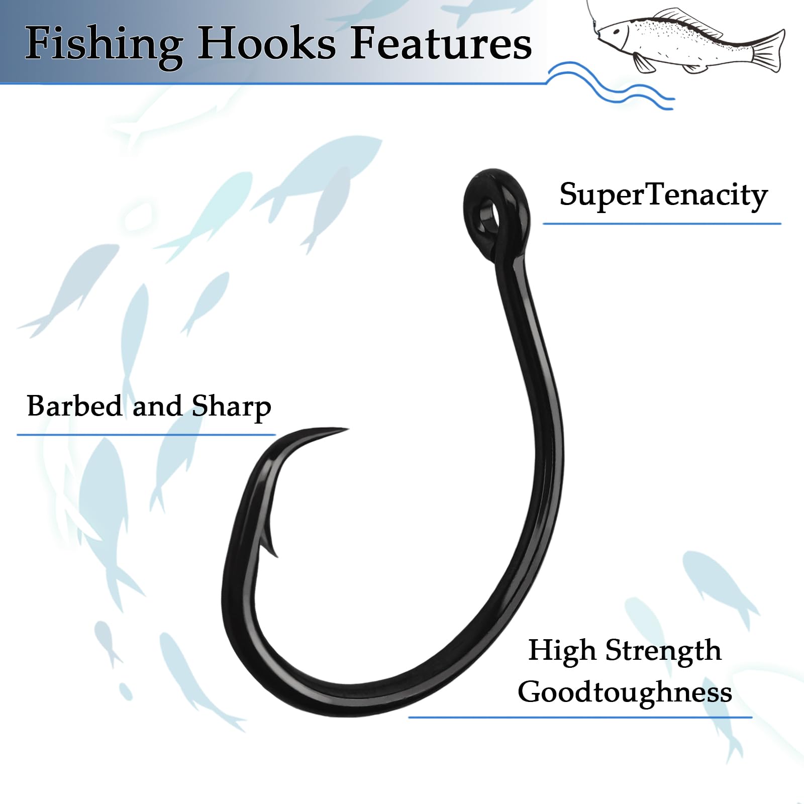 10PCS High-Carbon Steel Circle Hooks Eagle Claw Fishing Hooks, Freshwater and Saltwater Fishing Hooks for Tuna, Catfish, Bass