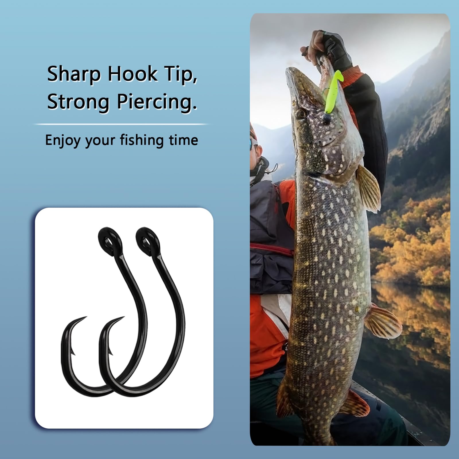 10PCS High-Carbon Steel Circle Hooks Eagle Claw Fishing Hooks, Freshwater and Saltwater Fishing Hooks for Tuna, Catfish, Bass