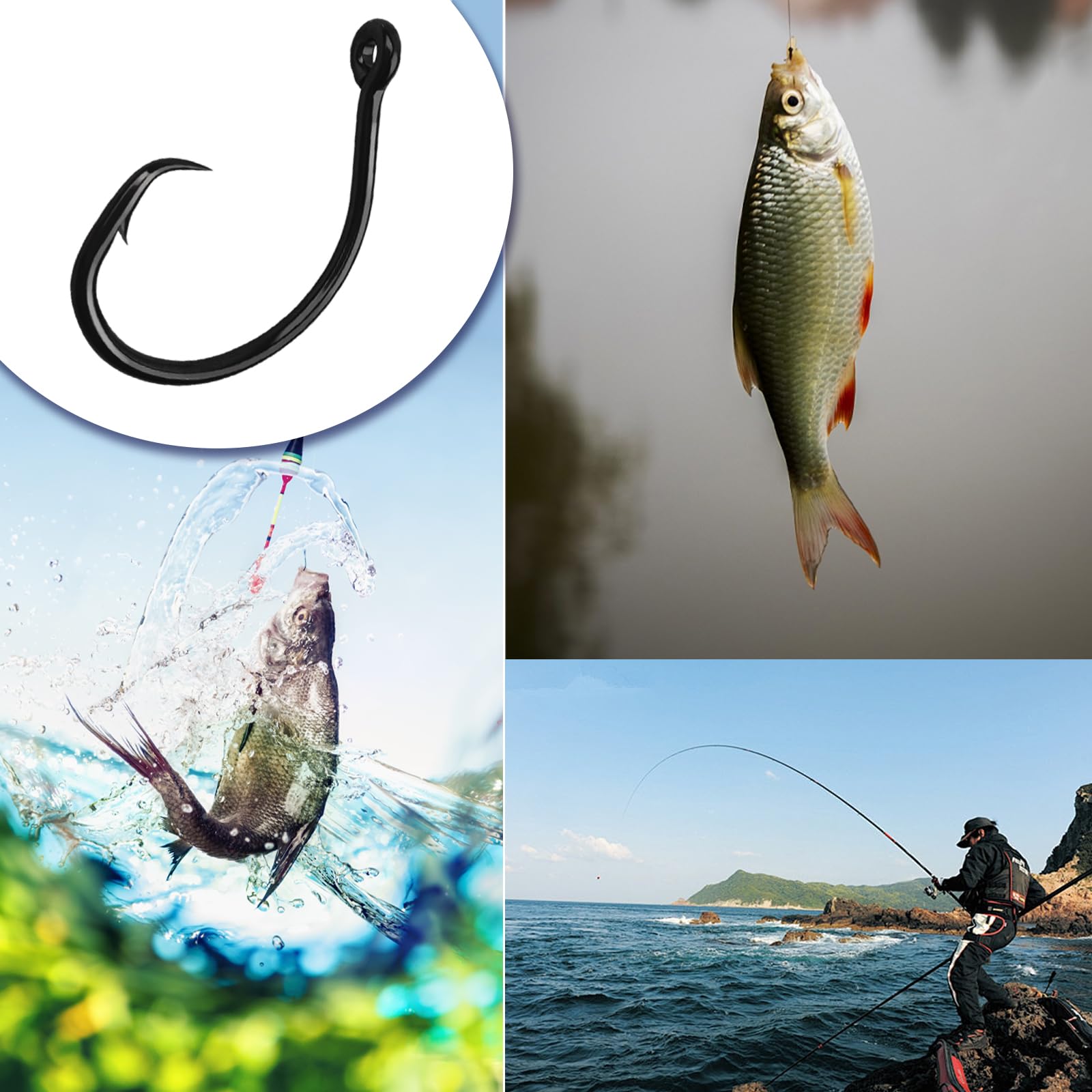 10PCS High-Carbon Steel Circle Hooks Eagle Claw Fishing Hooks, Freshwater and Saltwater Fishing Hooks for Tuna, Catfish, Bass