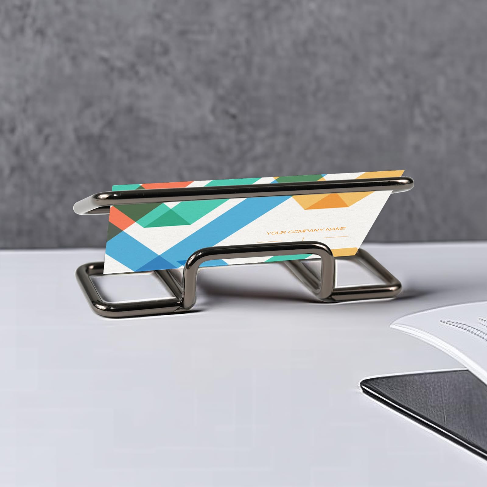Desktop Business Card Holder, Metal Business Card Holder Display, Business Card Stands for Desk, 1 Pack, Black